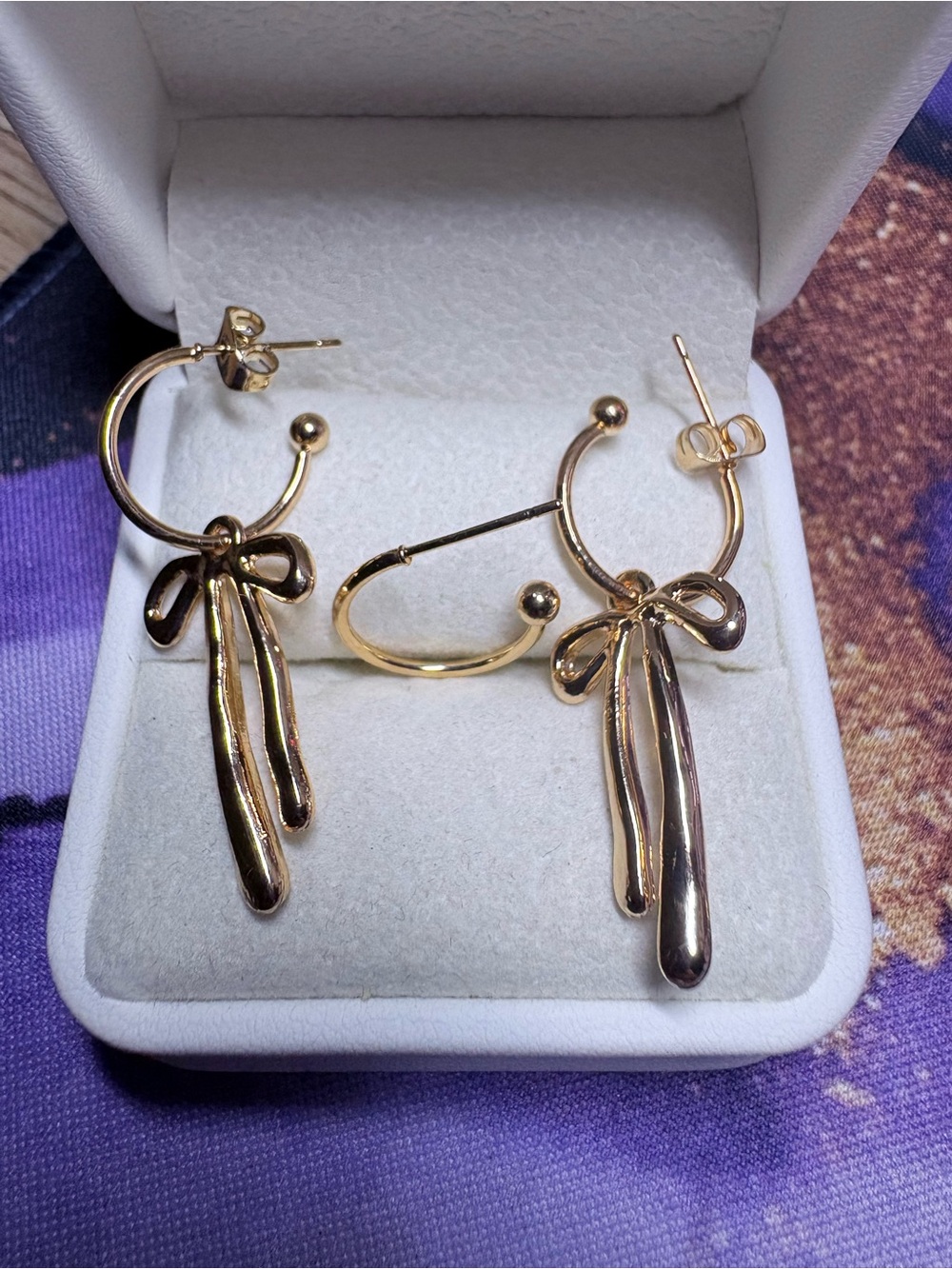 STERLING FOREVER Gold Bow Drop Hoop Earrings for Women
